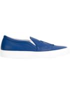 Joshua Sanders Embossed 23 Slip-on Sneakers, Men's, Size: 43, Blue, Leather/rubber