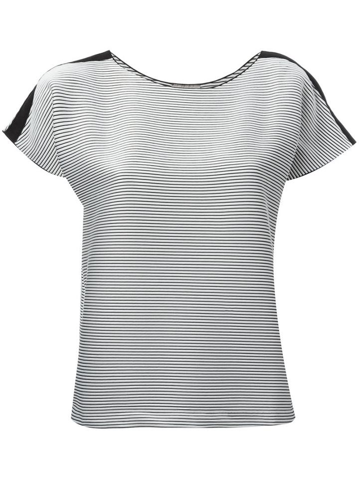 Armani Collezioni Striped T-shirt, Women's, Size: 46, Black, Polyester/spandex/elastane