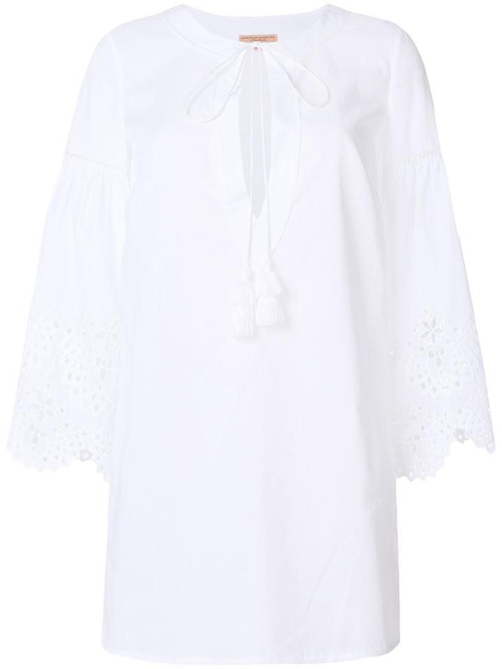 Ermanno Scervino Crochet Trim Long Line Blouse - White