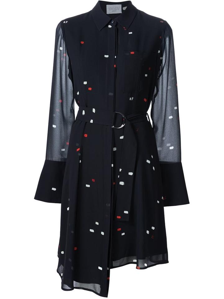 Grey Jason Wu Dash Print Belted Shirt Dress