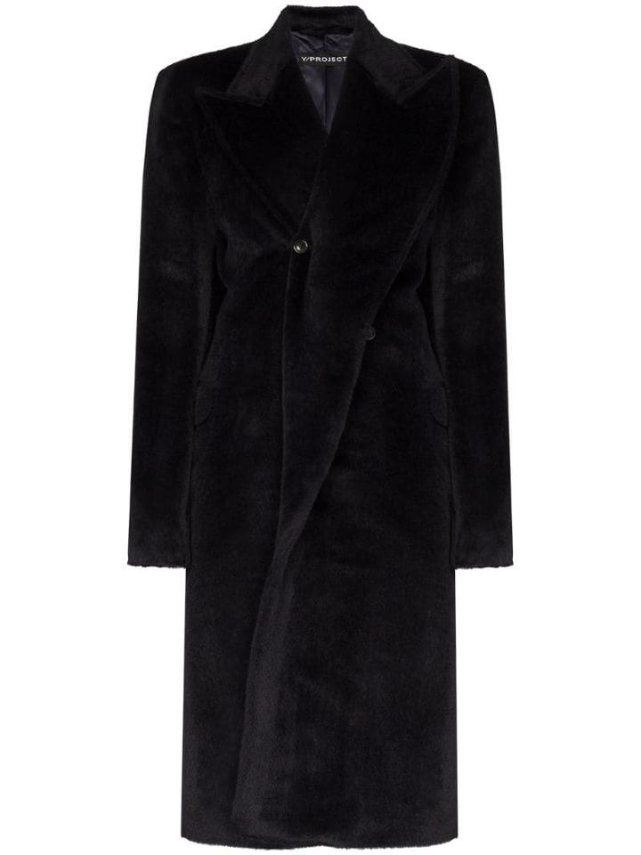 Y/project Faux Fur Wrap Coat - Blue