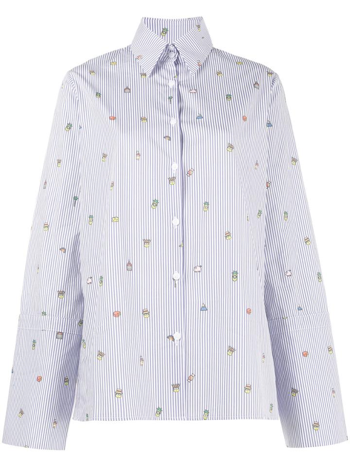 Mira Mikati Pinstripe Shirt With Minion Embroidery - Blue
