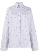 Mira Mikati Pinstripe Shirt With Minion Embroidery - Blue