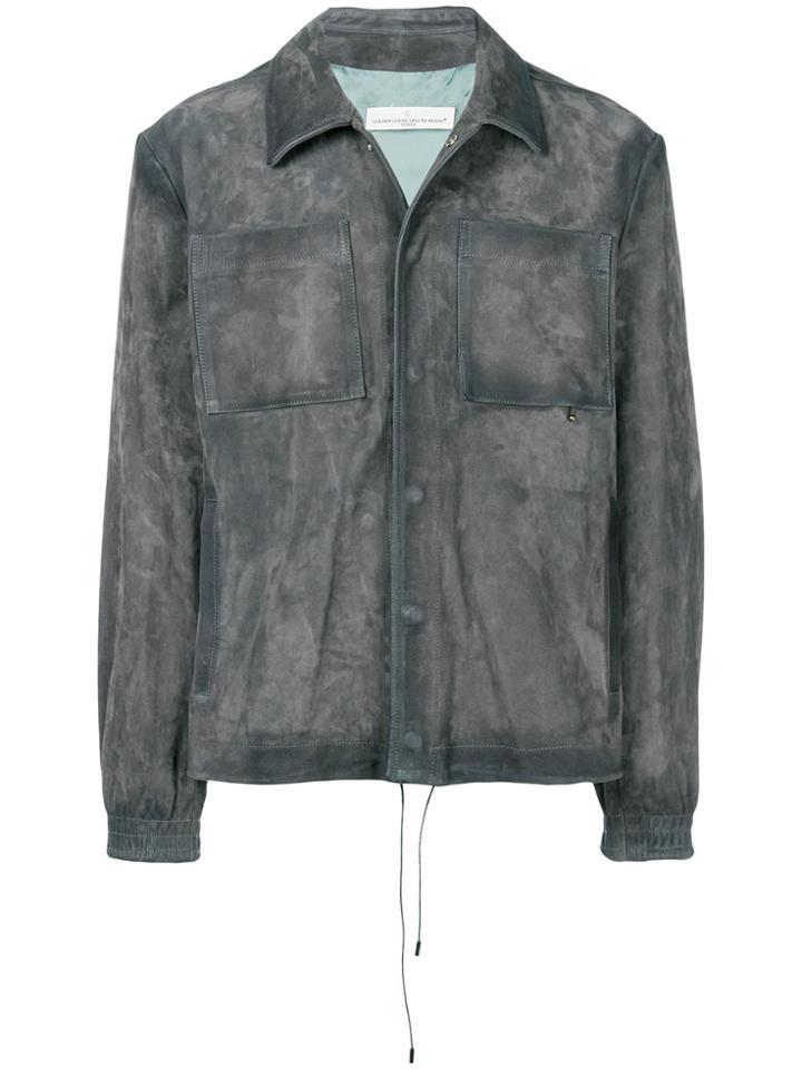Golden Goose Deluxe Brand Fitted Leather Jacket - Grey