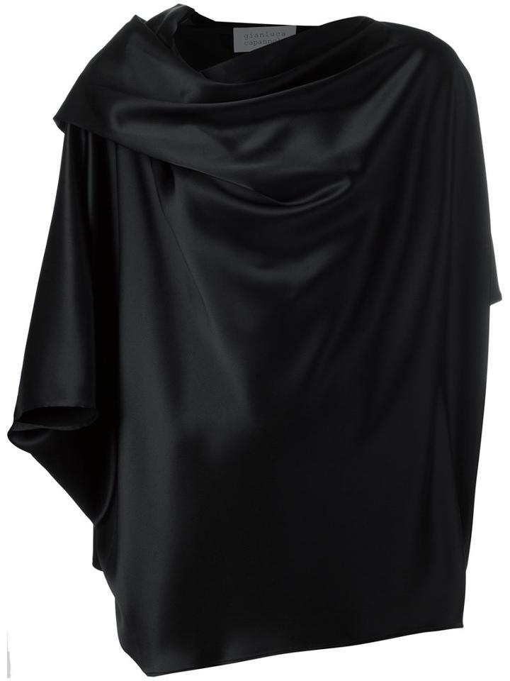 Gianluca Capannolo Draped Blouse, Women's, Size: 44, Black, Triacetate/polyester