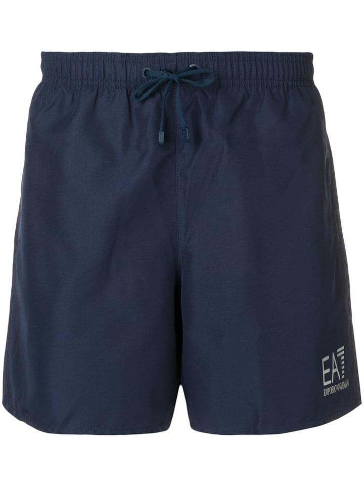 Ea7 Emporio Armani Logo Print Swim Shorts - Blue