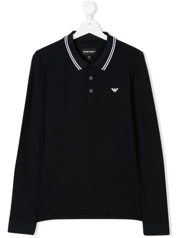 Emporio Armani Kids Teen Long-sleeve Polo Shirt - Blue