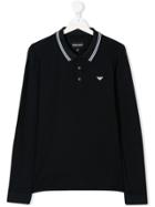 Emporio Armani Kids Teen Long-sleeve Polo Shirt - Blue