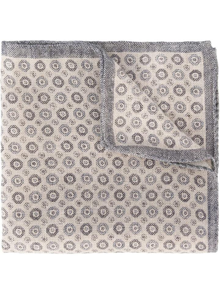 Eleventy Woven Pocket Square, Men's, Grey, Linen/flax/cotton