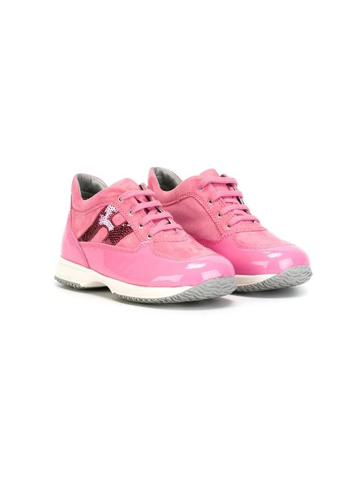Hogan Kids Sequin Logo Sneakers, Girl's, Size: 24, Pink/purple
