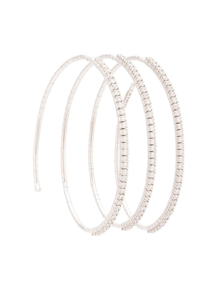 Mattia Cielo 18kt White Gold Rugiada Diamond Triple Coil Bangle -