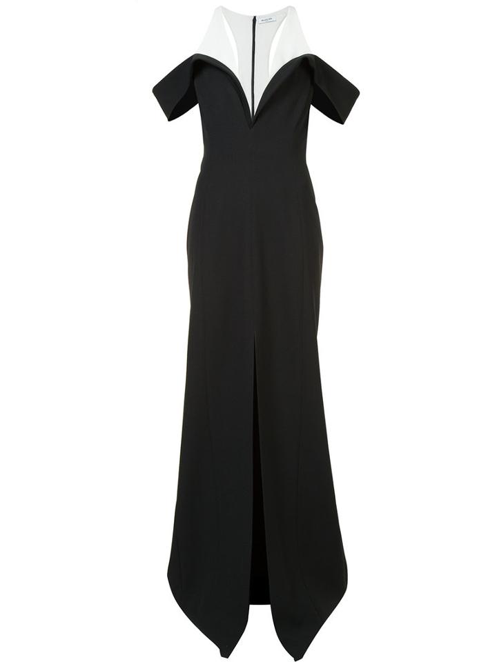Mugler Front Slit Bicolour Gown, Women's, Size: 38, Black, Viscose/polyester
