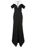Mugler Front Slit Bicolour Gown, Women's, Size: 38, Black, Viscose/polyester