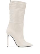 Grey Mer Pull-on Stiletto Ankle Boots - White