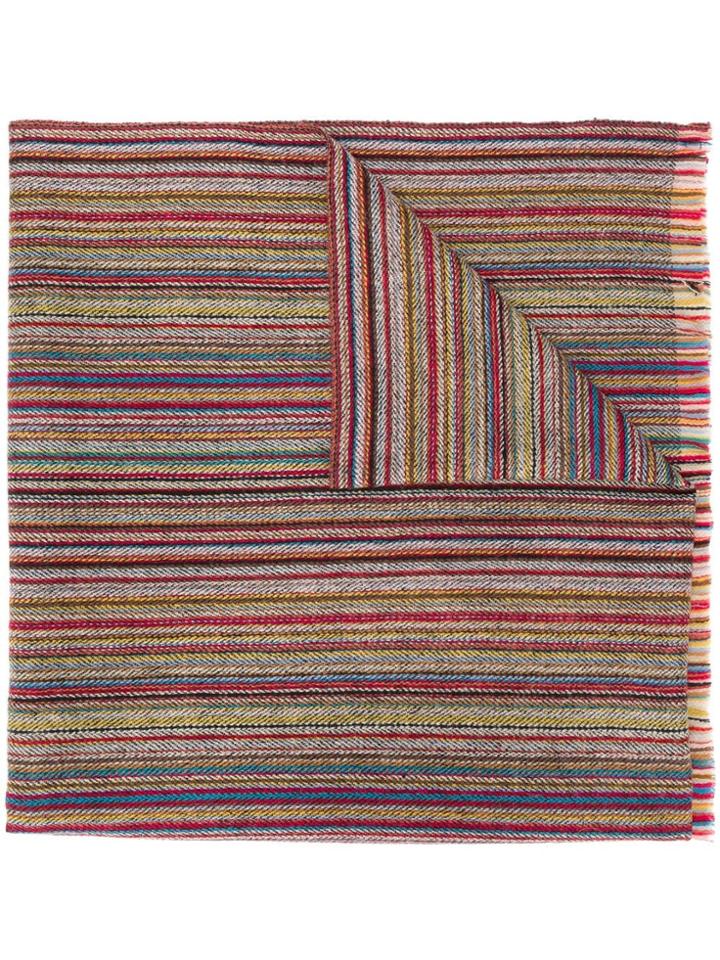 Paul Smith Stripped Pattern Knitted Scarf - Neutrals