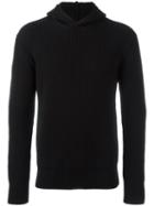 Msgm Ribbed Pullover Hoodie, Men's, Size: Large, Black, Virgin Wool