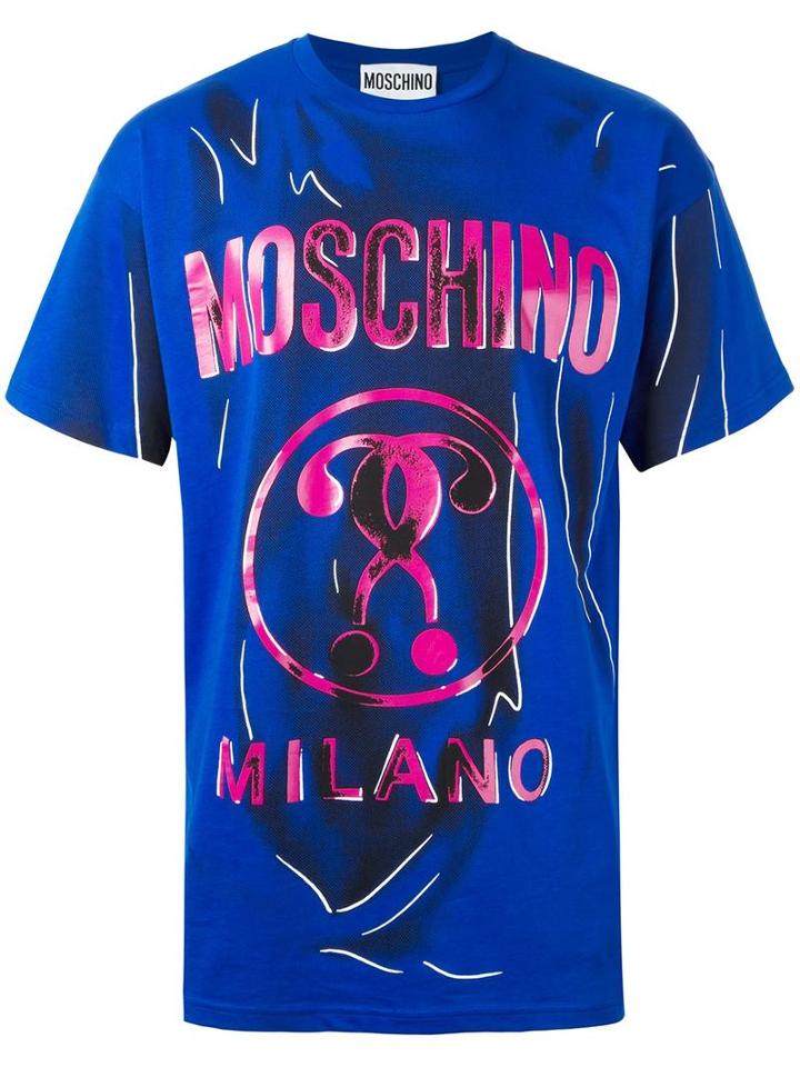 Moschino Trompe-l'oeil T-shirt, Men's, Size: 50, Blue, Cotton