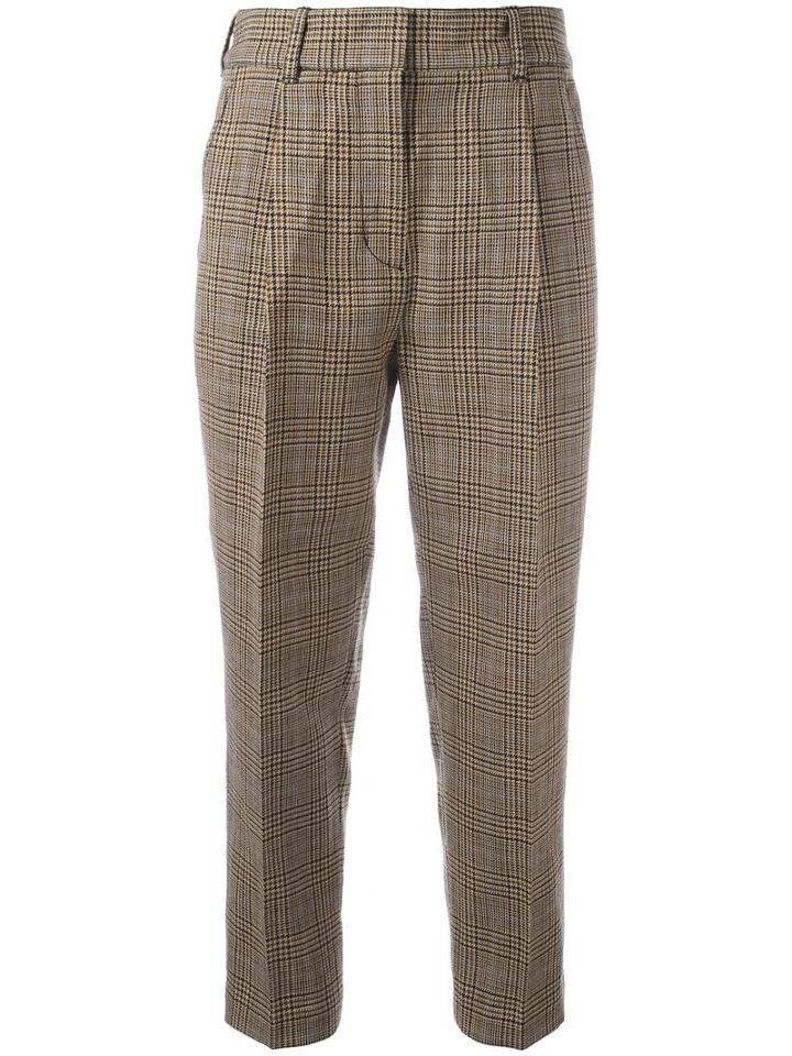 3.1 Phillip Lim Cropped Houndstooth Trousers, Women's, Size: 6, Nude/neutrals, Cotton/wool