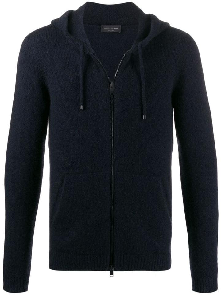 Roberto Collina Slim-fit Knit Zip Hoodie - Blue