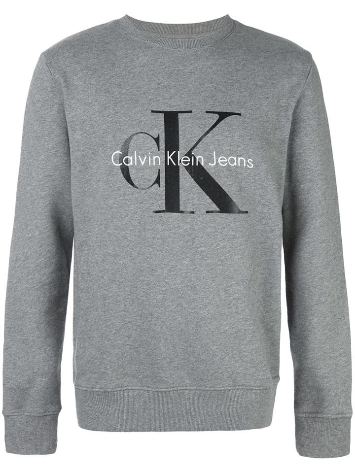 Calvin Klein Jeans Logo Print Sweatshirt, Men's, Size: Medium, Grey, Cotton