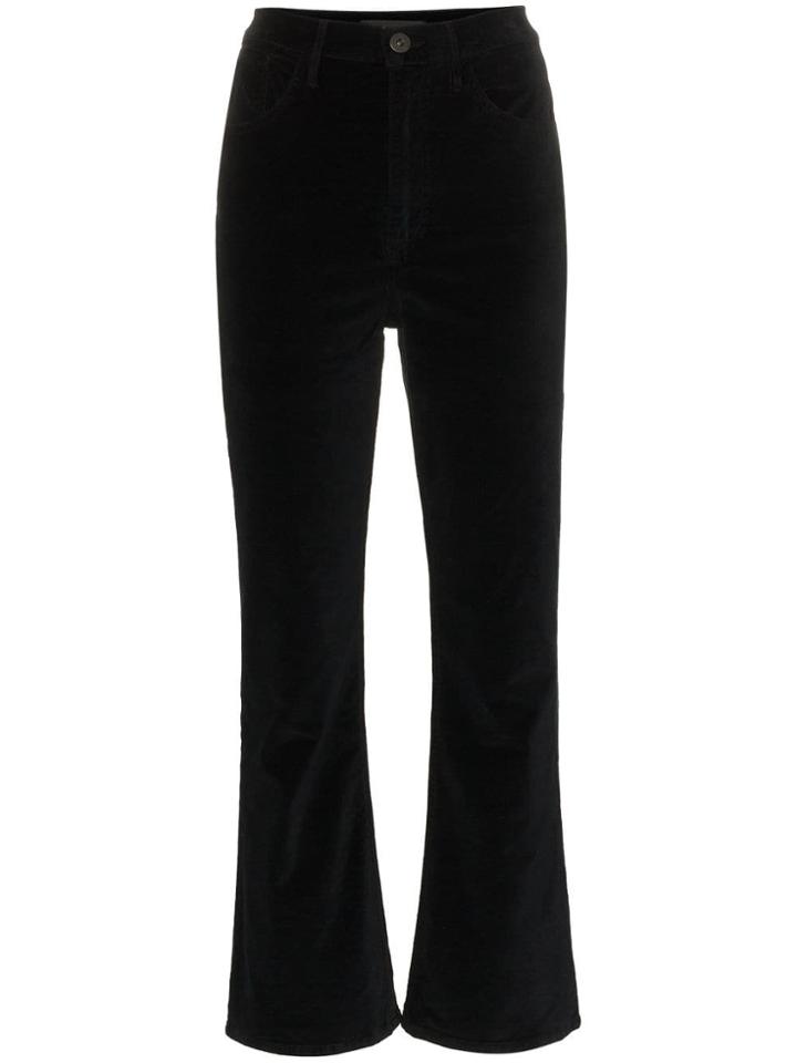 3x1 High Waisted Flared Cropped Velvet Jeans - Black