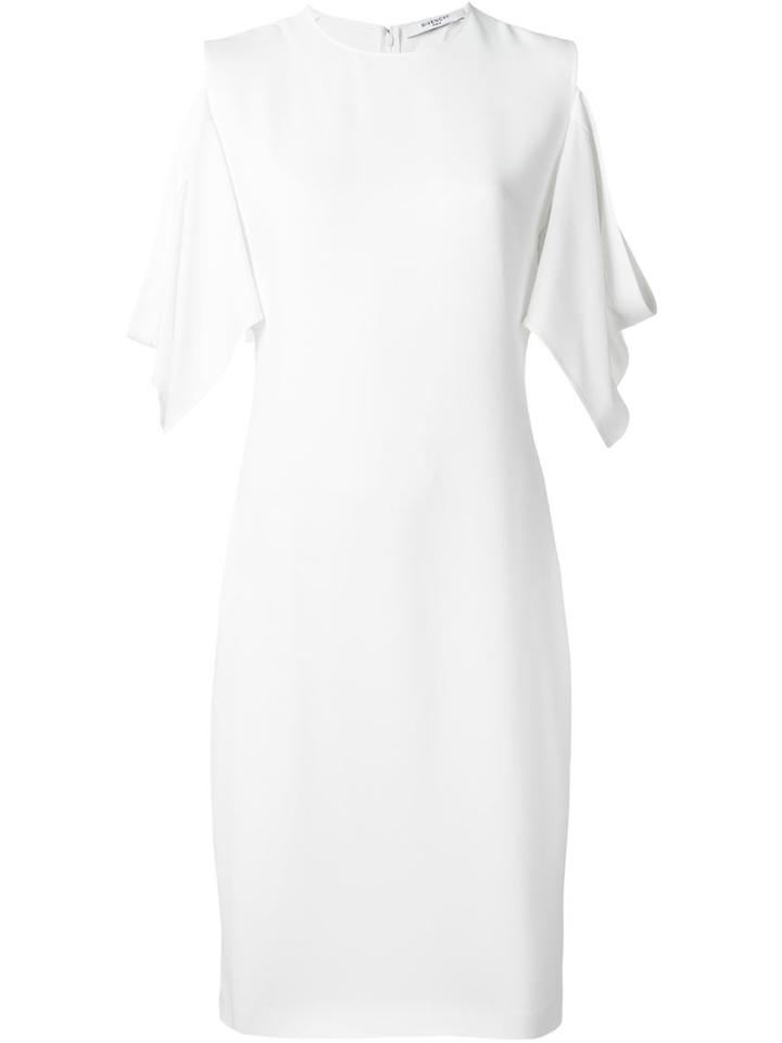 Givenchy Ruffled Fitted Dress, Women's, Size: 42, White, Silk/spandex/elastane/viscose