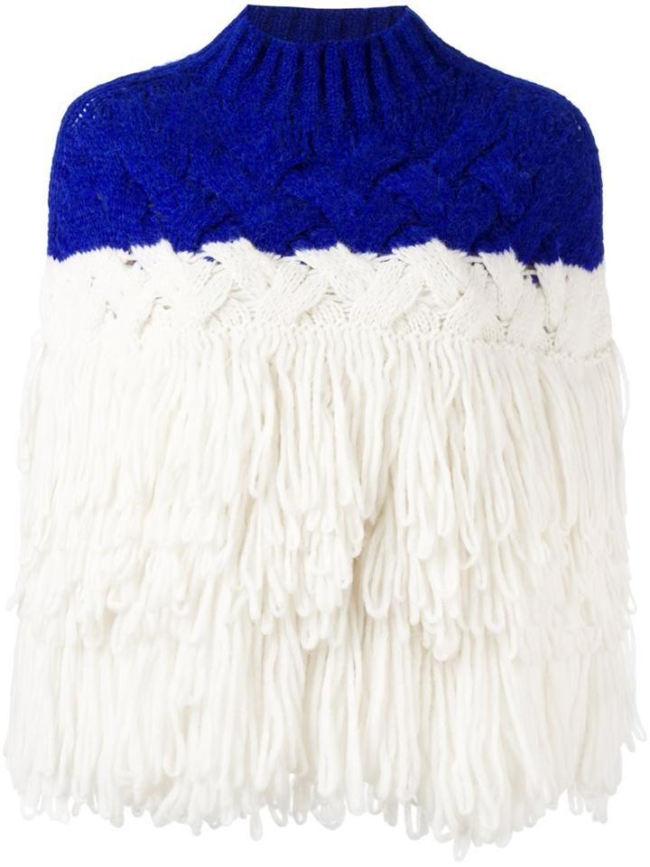 Delpozo Fringed Jumper, Women's, Size: 40, White, Polyamide/alpaca/merino