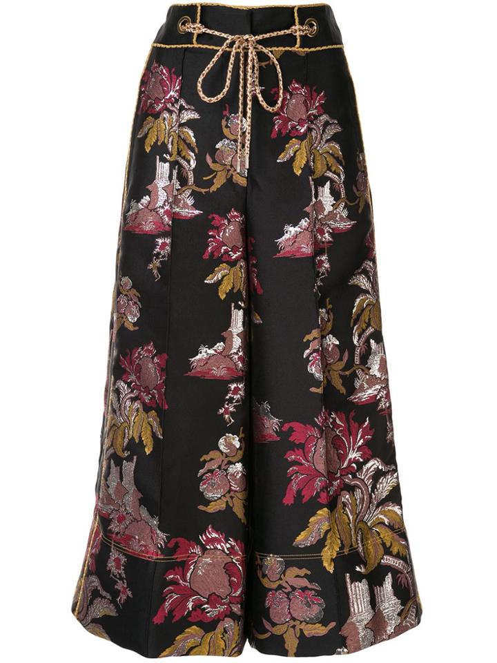 Peter Pilotto Floral Pattern Jacquard Culottes - Black