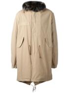 Mr & Mrs Italy Classic Parka Coat, Men's, Size: Medium, Nude/neutrals, Cotton/lamb Skin/coyote Fur/viscose