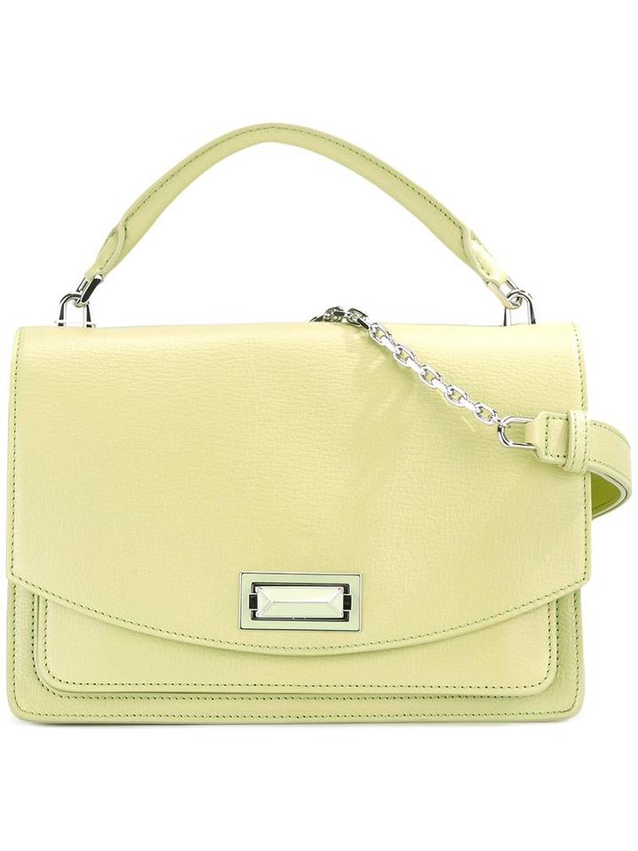 Max Mara Flap Front Shoulder Bag, Green, Leather/metal