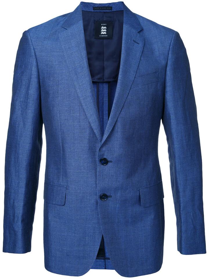 Kent & Curwen Two Button Blazer, Men's, Size: 52, Blue, Linen/flax/wool