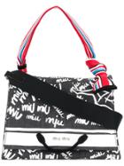Miu Miu Logo Graffiti Denim Tote Bag - Black