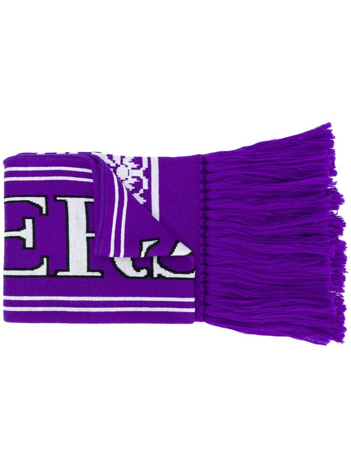 Versace Intarsia-knit Scarf - Pink & Purple
