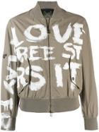 Mr & Mrs Italy Painted Bomber Jacket - Neutrals