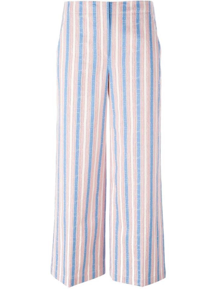 Tory Burch Wide Leg Striped Trousers
