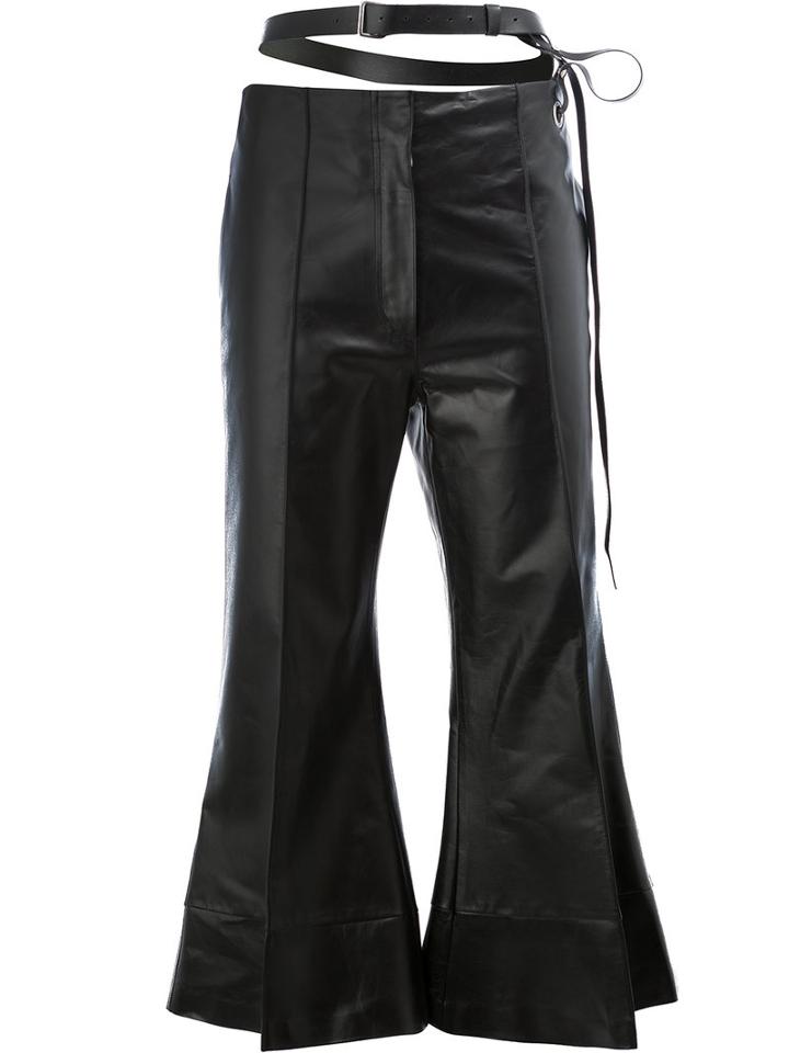 Céline Kick Flare Trousers, Women's, Size: 38, Black, Calf Leather