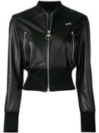 Philipp Plein Cropped Leather Jacket - Black