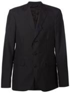 Yang Li Contrasting Trim Blazer, Men's, Size: 48, Black, Silk/cotton/mohair