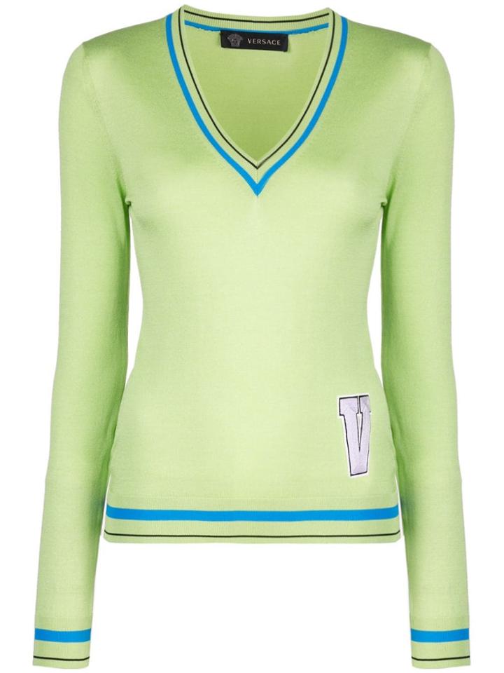 Versace Letter Patch Sweater - Green
