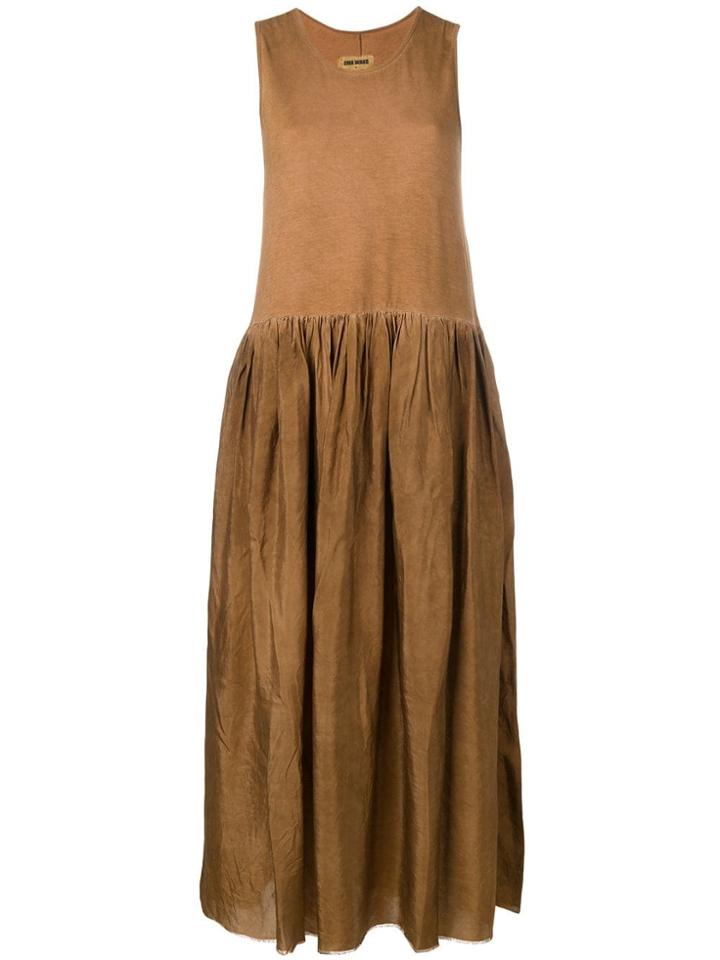 Uma Wang Sleeveless Pleated Maxi Dress - Brown