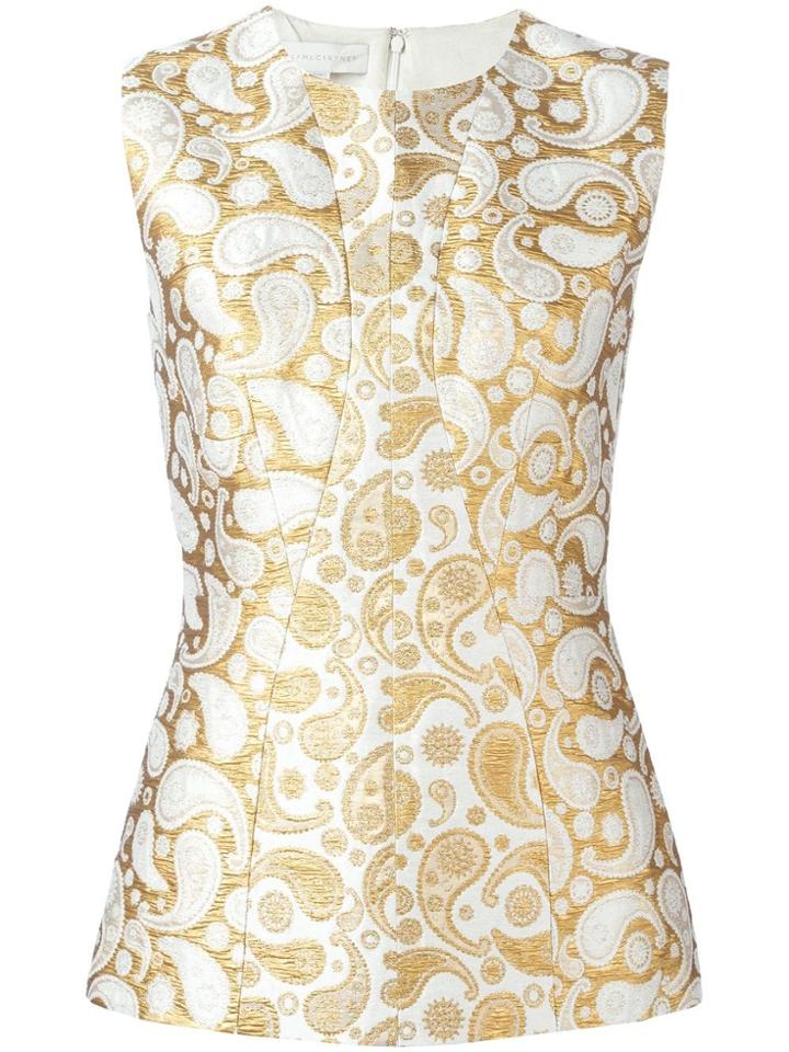 Stella Mccartney 'annie' Paisley Jacquard Sleeveless Top - Neutrals