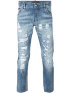 Philipp Plein Distressed Jeans, Men's, Size: 33, Blue, Cotton/polyester