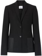 Burberry Leather Detail Tailored Jacket - Black