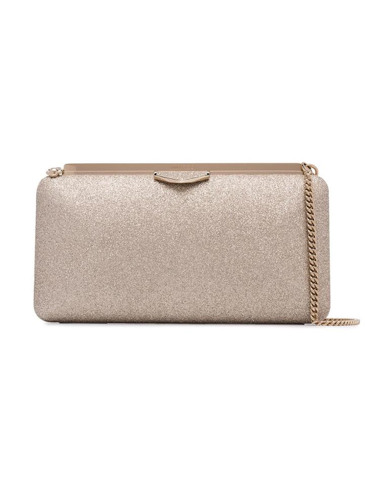 Jimmy Choo Dusty Glitter Ellipse Clutch Bag - Gold