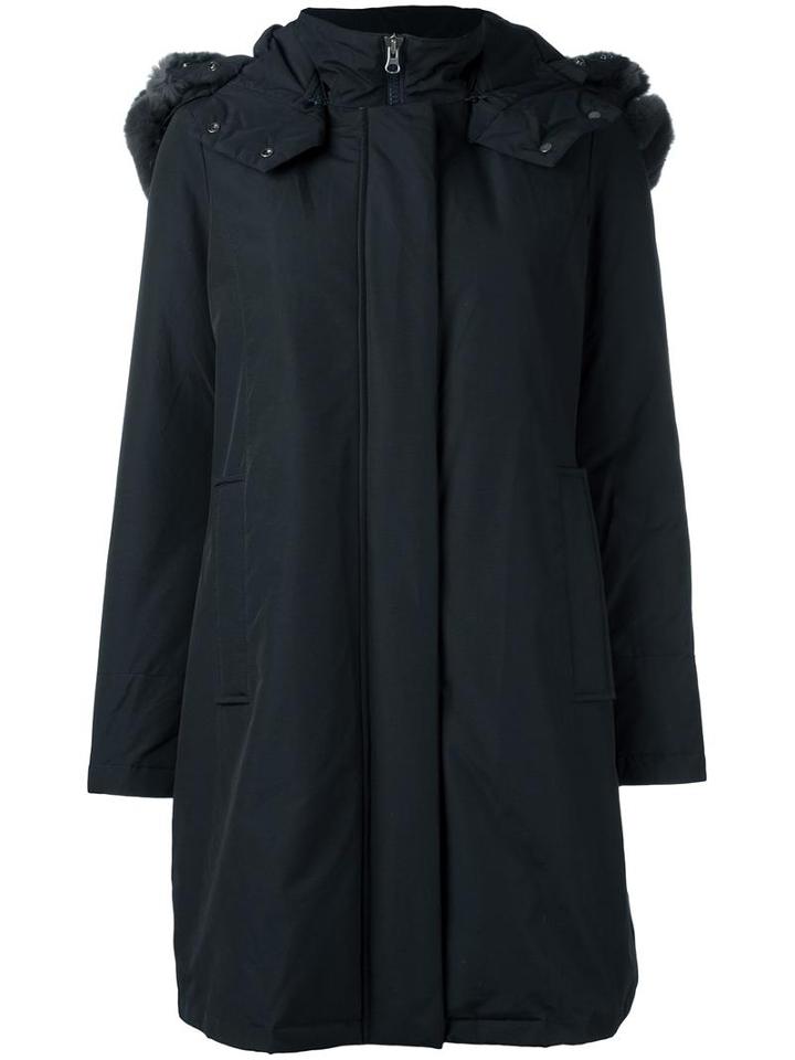 Woolrich 'bridge' Coat, Women's, Size: Medium, Blue, Cotton/feather Down/rabbit Fur/polyester