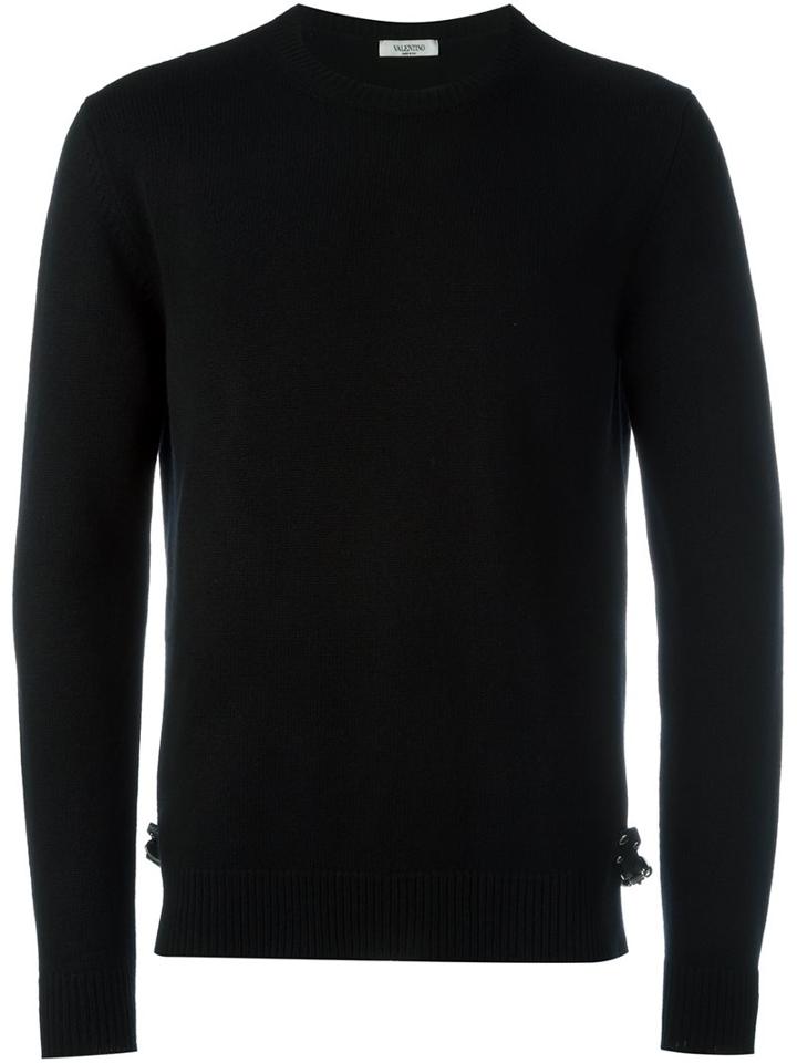 Valentino Buckled Strap Jumper, Men's, Size: Small, Black, Cashmere