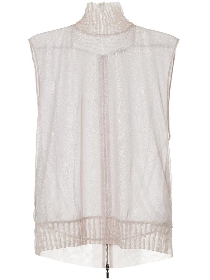 Maticevski Shimmer Turtleneck Sleeveless Blouse - Nude & Neutrals