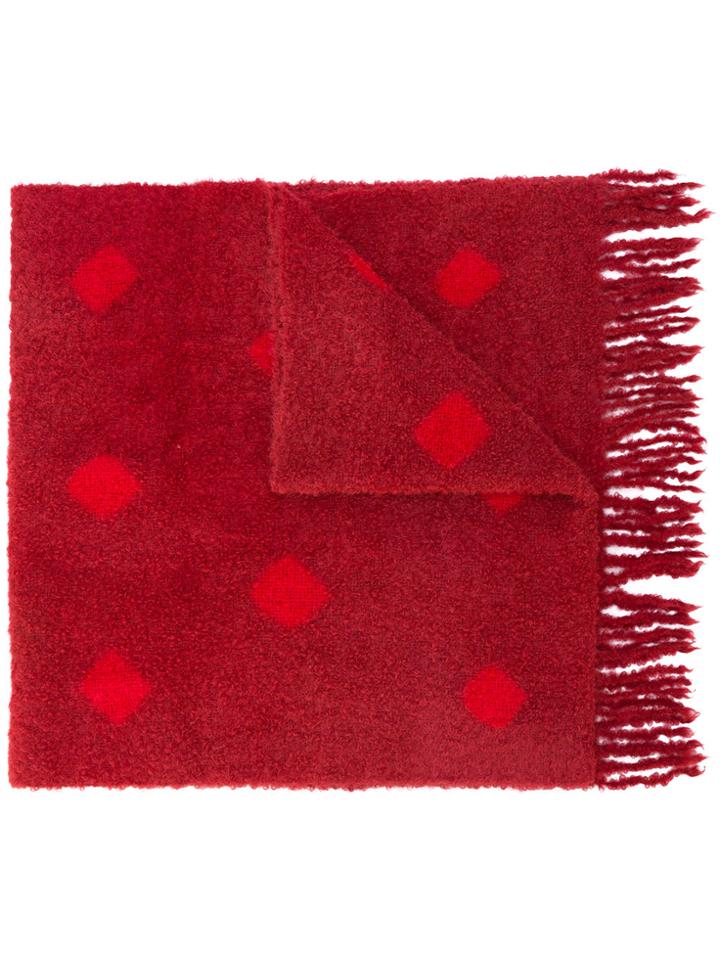 Suzusan Diamond Pattern Scarf - Red