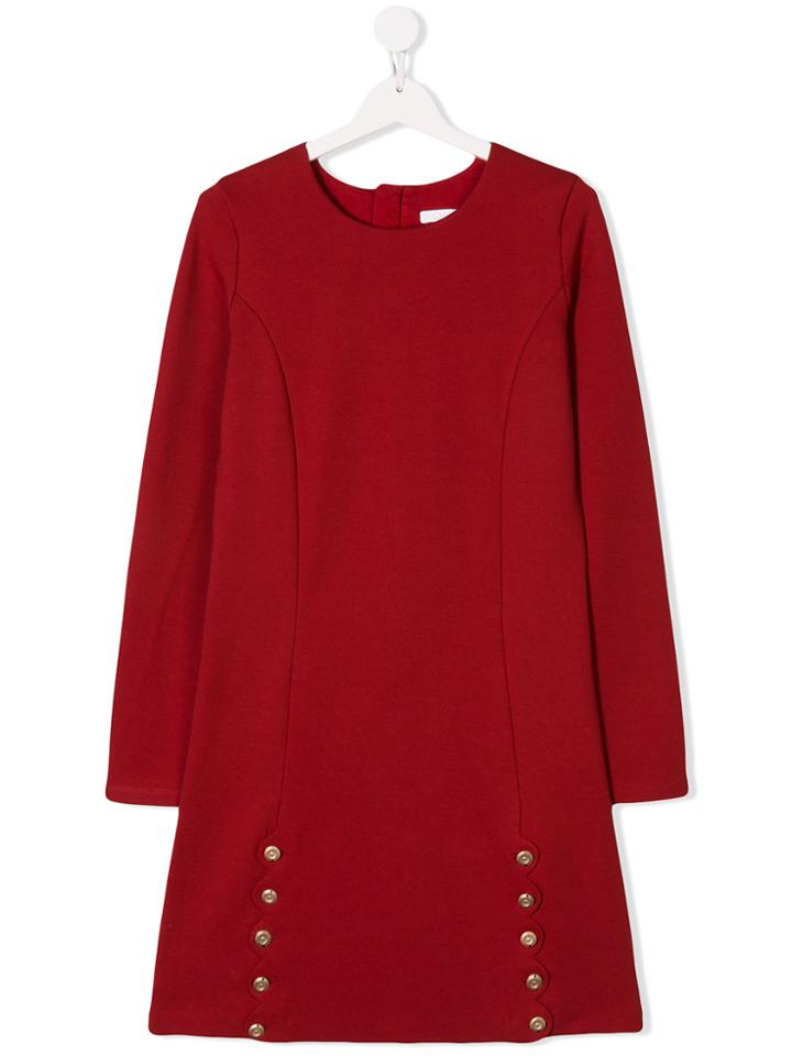 Chloé Kids Teen Scallop Trim Jersey Dress - Red