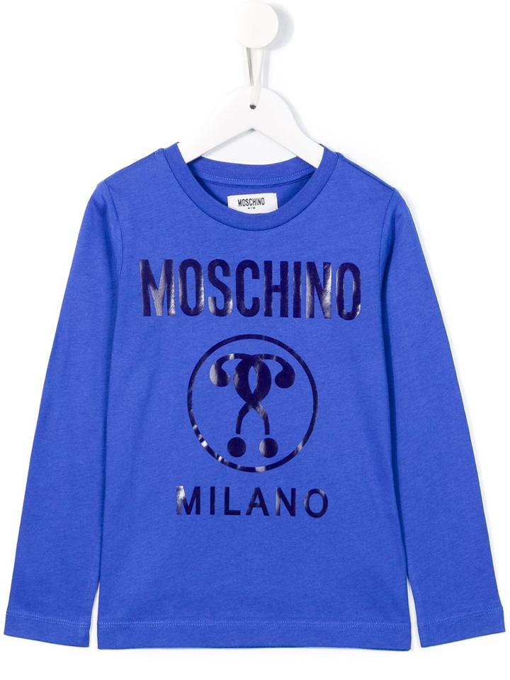 Moschino Kids Double Question Mark T-shirt, Boy's, Size: 8 Yrs, Blue